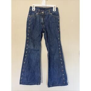 Vintage VTG Gymboree Wide Leg Embroidered Heart Sequin Denim Jeans Youth Girls 9